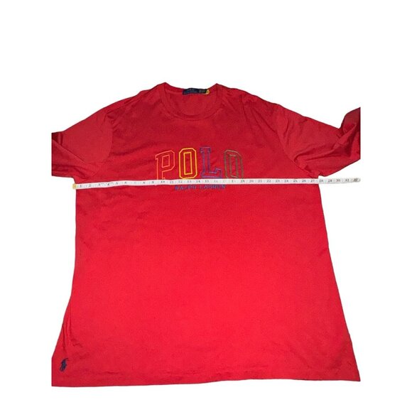 Polo Ralph Lauren Shirt 2XB Red Long Sleeve Rainbow Spell Out Men Pride Crewneck - Picture 3 of 9